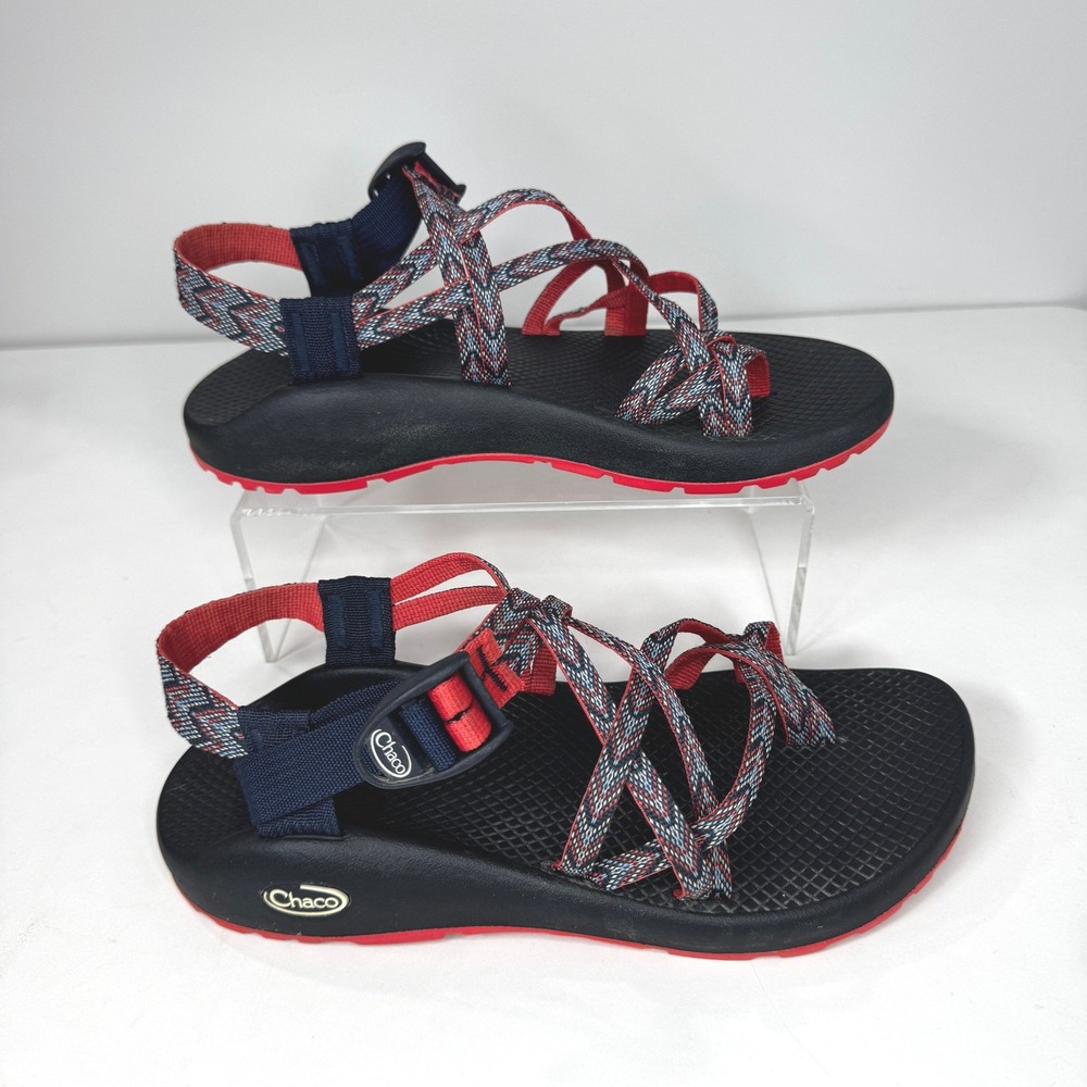 Chaco Z Cloud 2 Sandals Womens 9 Blue Red Zig Zag Double Strap Toe Loop Hiking‎